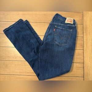 Levis 505 Jeans Womens S 10Blue Straight Leg Denim Stretch Dark Wash 30in Waist